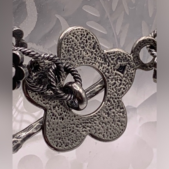Silpada Vintage Sterling Oxidized Modernist Flower Link Bracelet - Picture 6 of 13